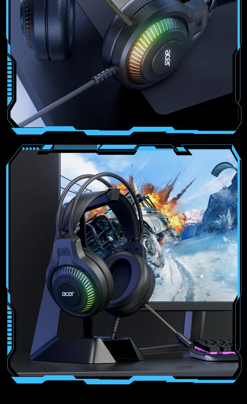 RGB Wired Gaming Earphones with Mic – Low Latency Surround Sound RGB Cool Lighting Gaming Headset with Noise Isolation & Comfort Fit