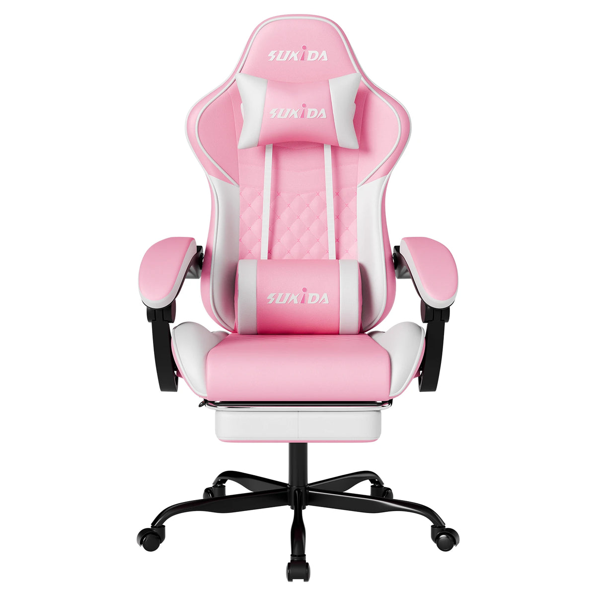 SUKIDA Ergonomic Gaming Chair with Footrest, Lumbar Support Computer Chair, Comfortable Office Chair with Adjustable Reclining Backrest