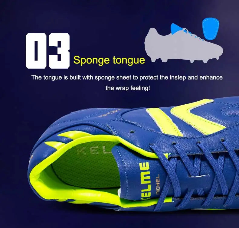 KELME FG Soccer Shoes Original Cow-Skin Sneakers Men Professional Grass Non-Slip Sports Training  Football Boots  ZX80011018