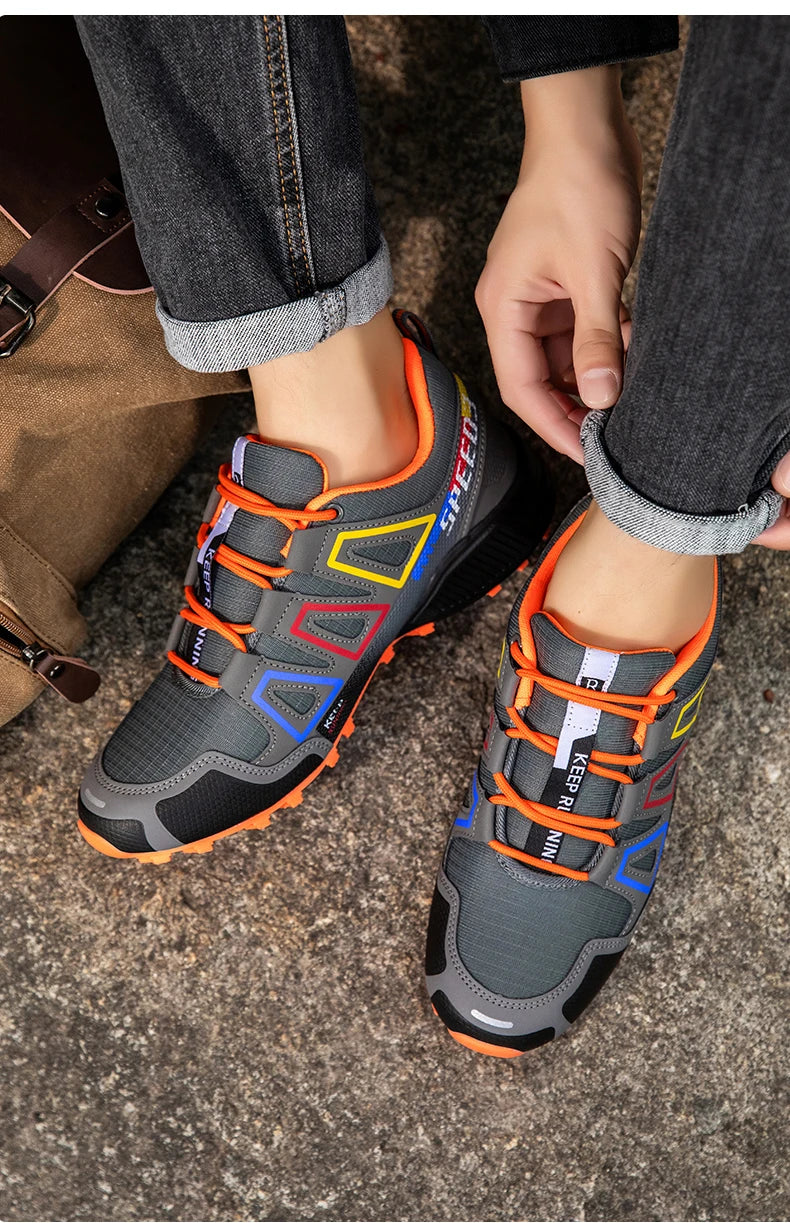 Men Waterproof Hiking Shoes Wear-Resistant Outdoor Shoes Leather Hiking Hunting Tactical Sports Shoes Men
