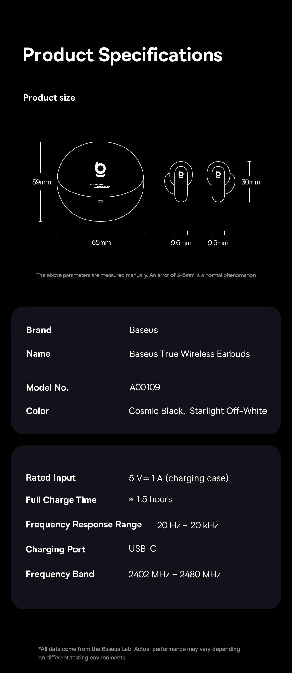 Baseus Inspire XP1 Wireless Bluetooth 6.1 ANC Earbuds – -50dB Adaptive Noise Cancelling, Dolby Audio, 6 Mic ENC, Sound by Bose Premium TWS Earphones