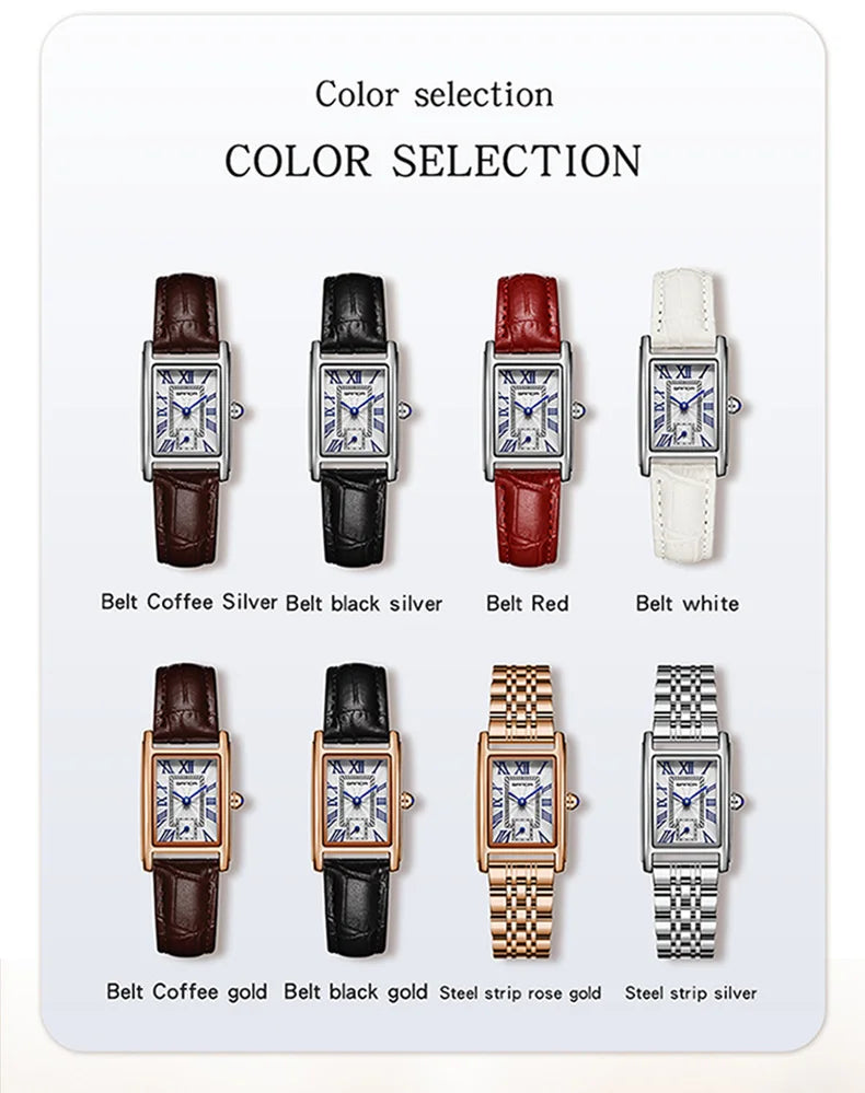 SANDA 1116 Women’s Elegant Quartz Watch  Rectangle Dial, Water Resistant & Business Design
