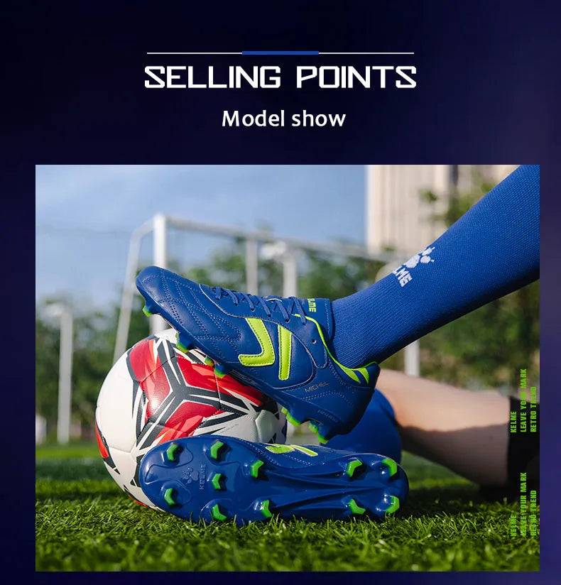 KELME FG Soccer Shoes Original Cow-Skin Sneakers Men Professional Grass Non-Slip Sports Training  Football Boots  ZX80011018