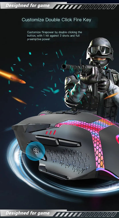 Wired Gaming Mouse 12000 DPI with Macro Programming, RGB Backlight & 10 Buttons