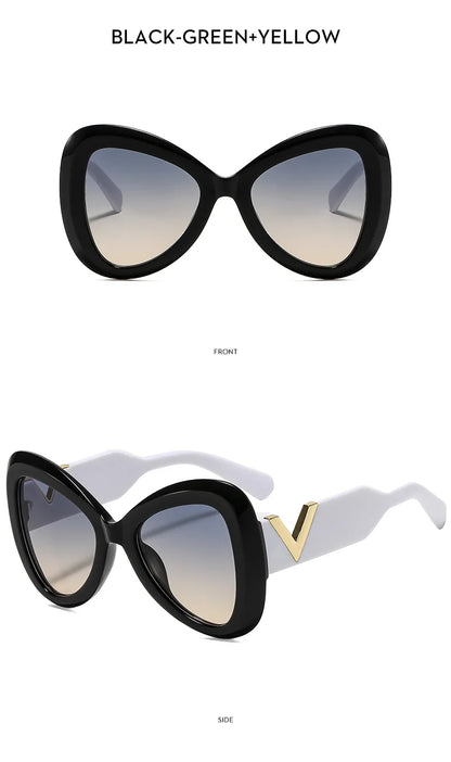 2025 New Fashion Big Frame Cat's Eye Butterfly Women Sunglasses Luxury Designer Men Sunglass Outdoor Travel Eyewear Female UV400