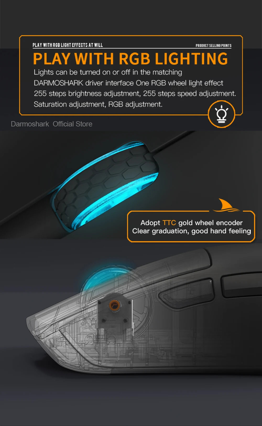 Ratón gaming Darmoshark M3Pro 2.4G BT inalámbrico trimodo con sensor PAW3395 N52840, 26000DPI, para manos grandes, controlador macro para gaming