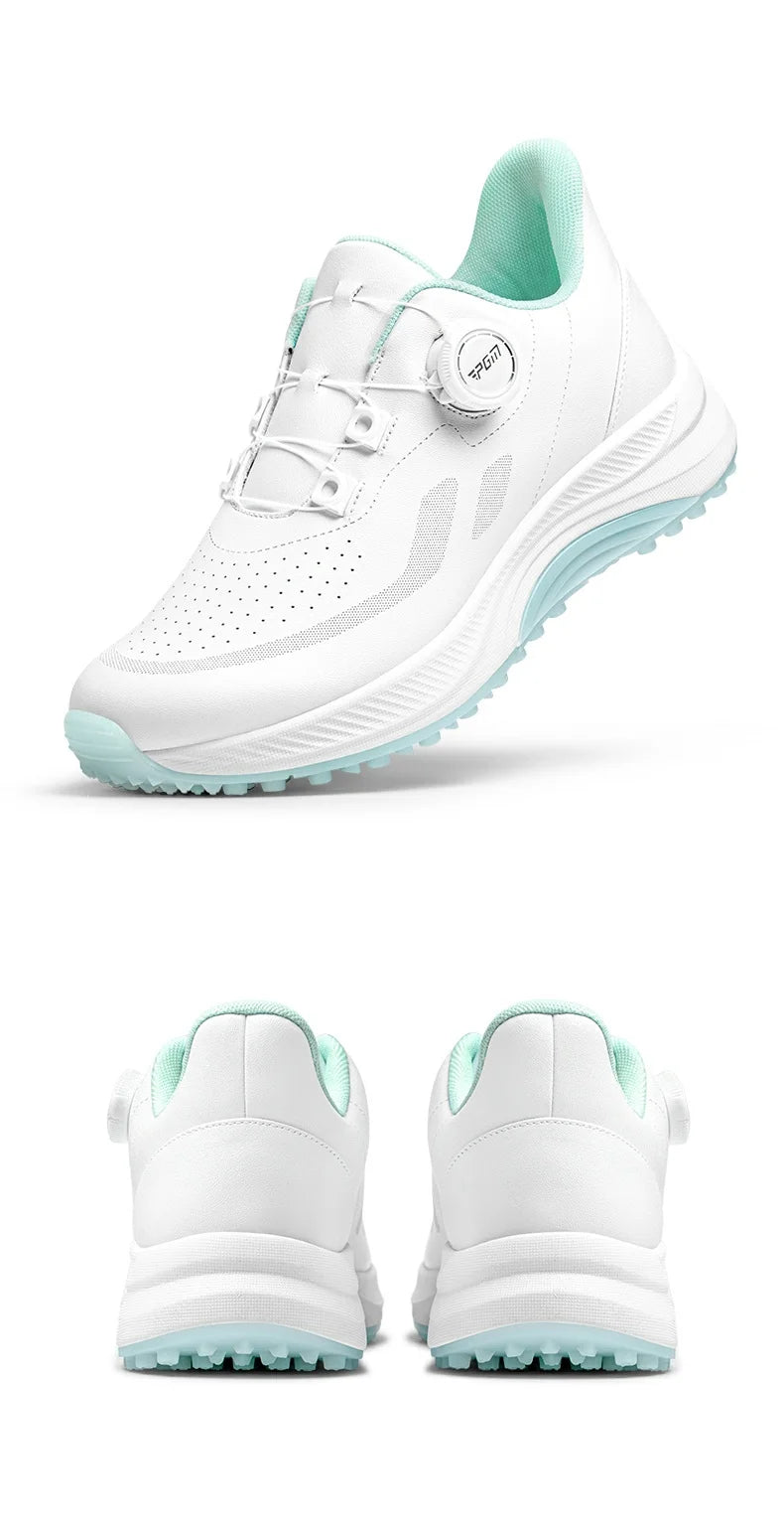 PGM Women Golf Shoes Summer Breathable Knob Shoelaces Height Increase Anti Slip Korean Outdoor Sports Sneakers XZ417