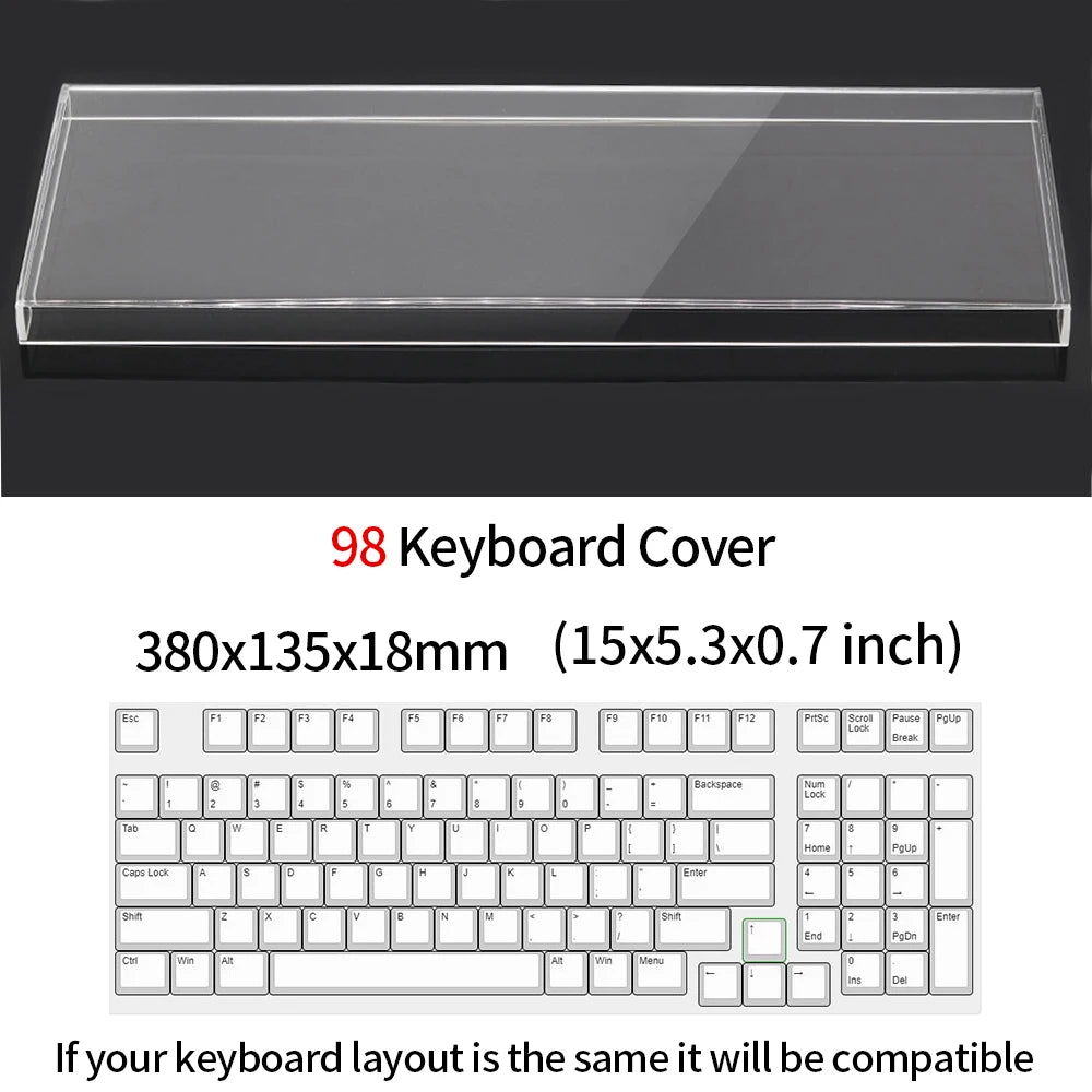 Acrylic Keyboard Clear Protector Case for Mechanical Keyboard, Transparent Keyboard Dust Cover for 60/61/64/96/98/104/108 Key Keyboards & Mouse