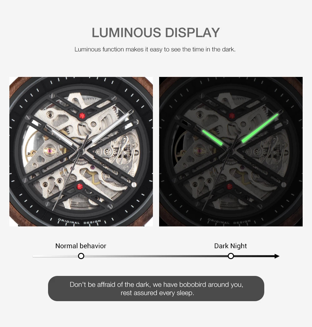 Automatic Mechanical Watch BOBO BIRD New Top Business Men Wooden Wristwatch Unique Custom Engraved Watches Christmas Gift Box