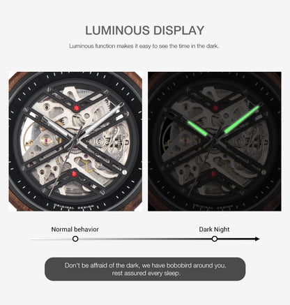 Automatic Mechanical Watch BOBO BIRD New Top Business Men Wooden Wristwatch Unique Custom Engraved Watches Christmas Gift Box