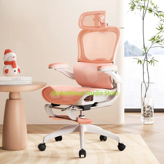 Ergonomic Rattan Office Chair with Massage Design, Sihoo Leather Executive Desk Chair, Folding Swivel Chair with Adjustable Height & Armrests