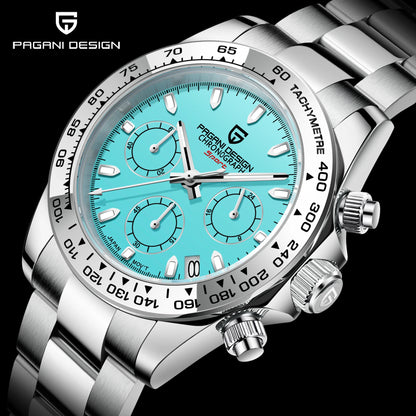 Pagani Design VK63 Fashion Men's Quartz Watch Luxury Sapphire Glass Timing Code Watch Stainless Steel Waterproof 10 Bar PD1727