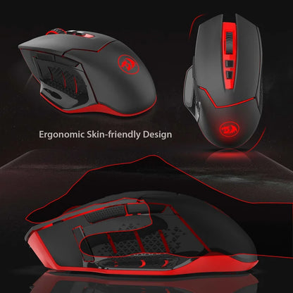 Ratón gaming inalámbrico Redragon M690-1 2.4Ghz con cambio de DPI, 2 botones laterales, 2400 DPI, diseño ergonómico, 8 botones - Negro