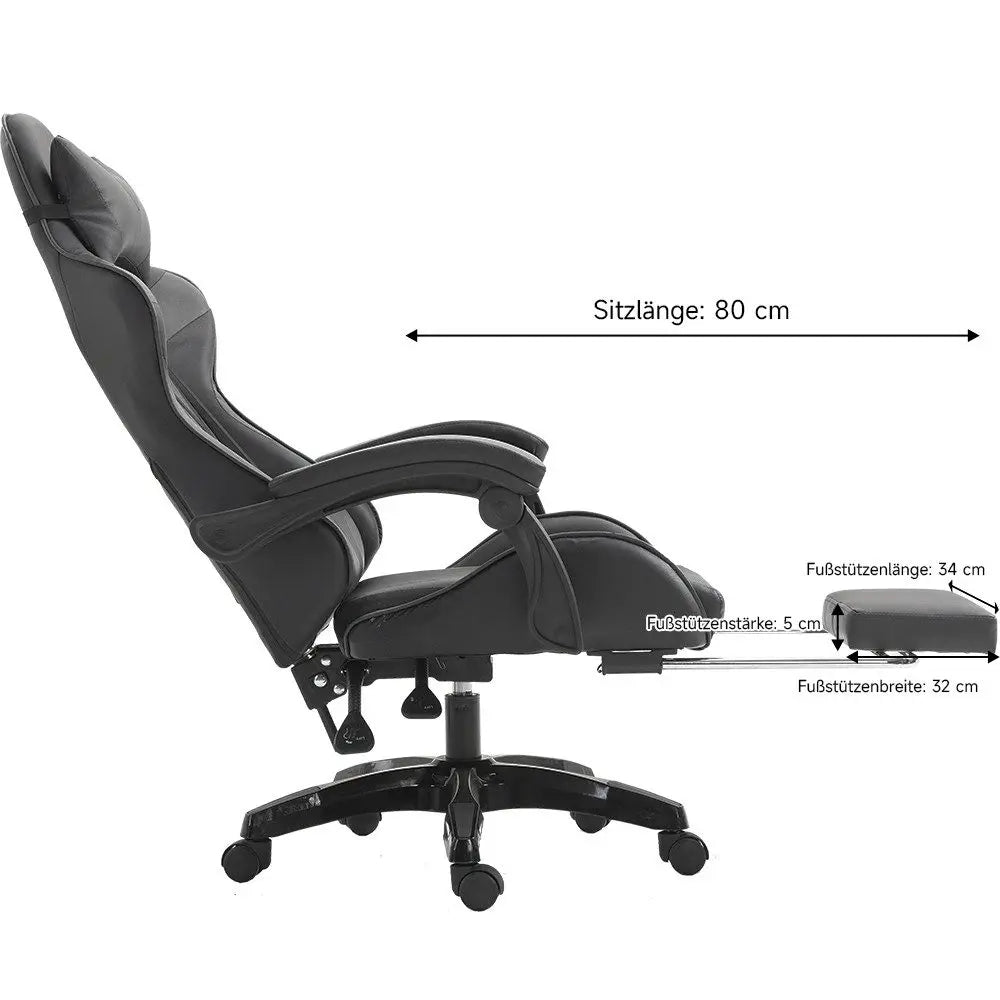 Gaming Chair Ergonomic Cat Ear Gaming Chair with Adjustable Armrests, Reclining Office Chair, Height Adjustable Computer Chair with Pillows