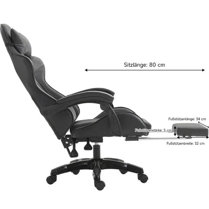 Gaming Chair Ergonomic Cat Ear Gaming Chair with Adjustable Armrests, Reclining Office Chair, Height Adjustable Computer Chair with Pillows