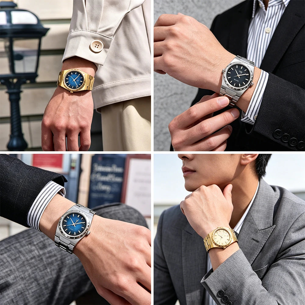 PAGANI DESIGN Men's Quartz Watches Ultra-Thin 7mm Series 37mm Sapphire Stainless Steel Waterproof Watches for Man TMI VJ21