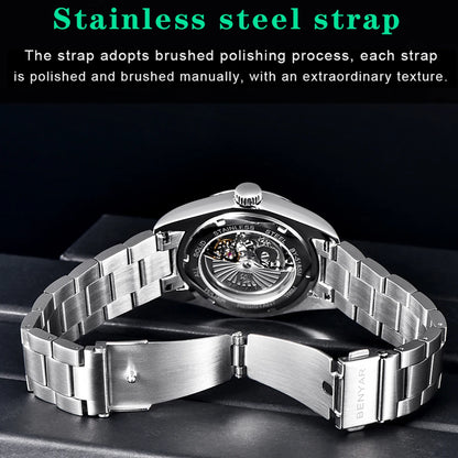 BENYAR New BY-5185M Luxury Automatic Watch 10Bar Waterproof Stainless Steel Men's Mechanical Watch Men's Sports Watch