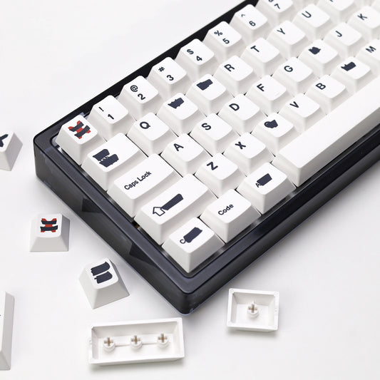KBDiy Retro GMK Redacted Keycaps White ISO Cherry Profile PBT Keycap Alice Spacer Bar 7u For 60 Mechanical Keyboard MX Switch