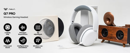 Auriculares gaming AULA G7 Pro con sonido envolvente 7.1, Bluetooth 5.3 inalámbrico y micrófono con cancelación de ruido para PS5/PS4/PC/Switch