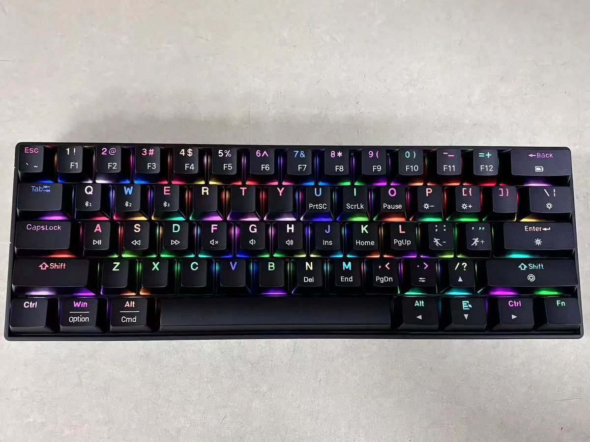 RGB Backlit 61 Keys Mechanical Keyboard Tri-Mode BT Wireless Waterproof Dustproof Portable Gaming Keyboard for Esports Gamer