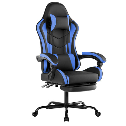 WOTSTA Gaming Chair with Footrest Ergonomic Gamer Chair, Adjustable Lumbar Support, Headrest, Reclining Computer Chair for Gaming & Office