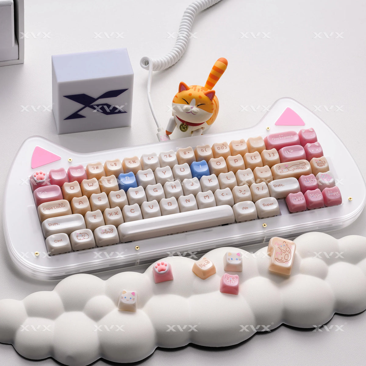 XVX 148 Keys Cat Theme Keycaps MAO Profile key cap Korean Glossy Cute Keycap for Keyboard 61 64 68 78 87 96 98 104 108