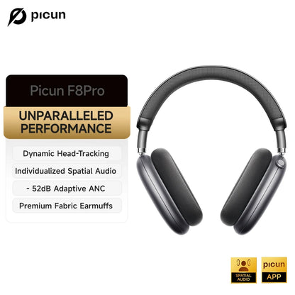 Picun F8 Pro ANC Wireless Headphones with 3D Spatial Audio, Bluetooth 5.4 Head Tracking, -52dB Noise Cancelling, HiFi Gaming Headset