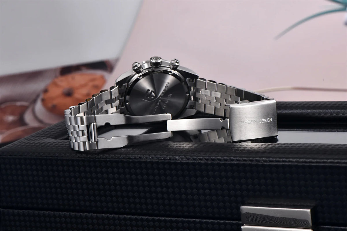 PAGANI DESIGN Men Watches 2026 New Pink BB Panda Dial Chronograph Fashion Luxury Quartz Watch For Men VK64 Movt Waterproof Watch