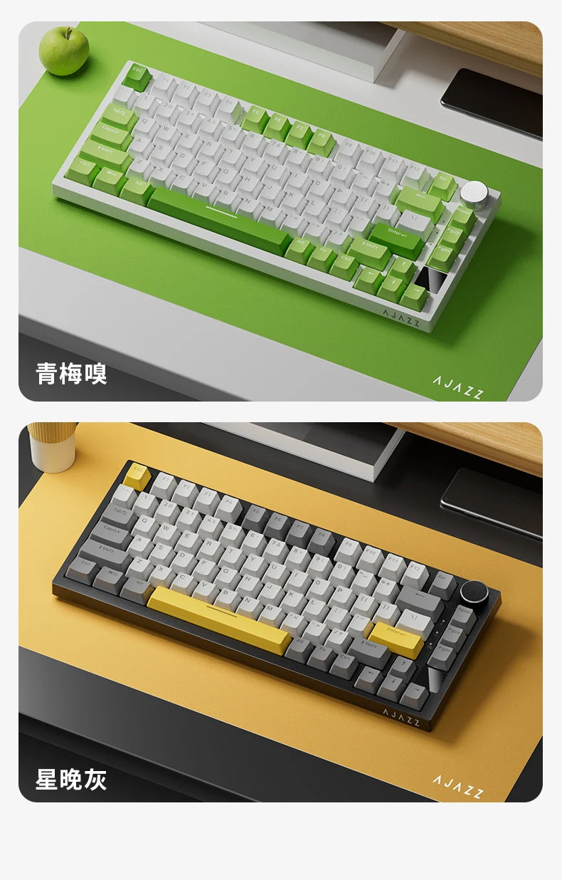 Ajazz AK820/AK820Pro mechanische Gaming-Tastatur Bluetooth 5.1/Wireless/USB-C-kabelgebunden, individuell anpassbare Tastatur mit Drehknopf, Hot-Swapping und Gasket-Mount