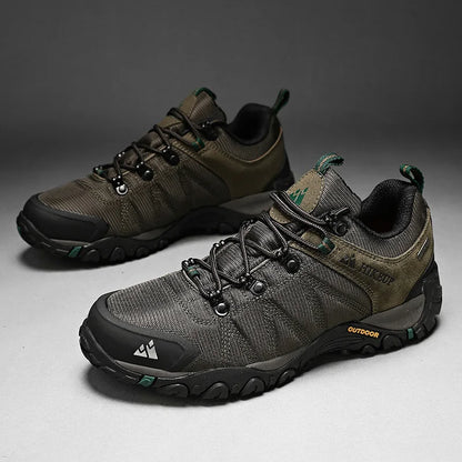 HIKEUP Celoroční pánské turistické boty pro outdoorové sporty z pravé kůže, odolné proti opotřebení, horolezecké boty s gumovou podrážkou, trekingové tenisky