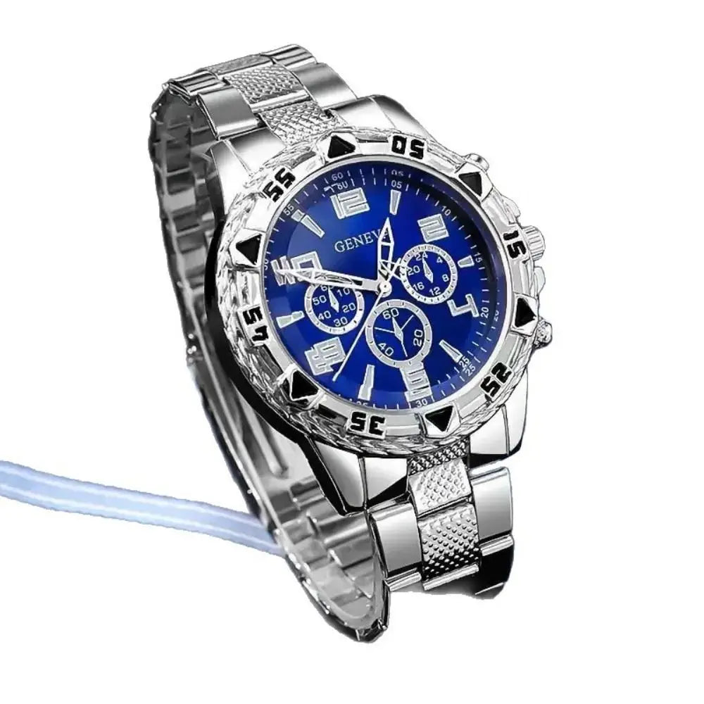 Men’s Luxury Stainless Steel Quartz Watch  Large Dial Business & Casual Wristwatch