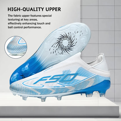 AG/FG Soccer Cleats for Men Women Kids Youth PU Fabric Upper TPU Sole Non-Slip Wear-Resistant for Natural Grass Sports Pitch Training