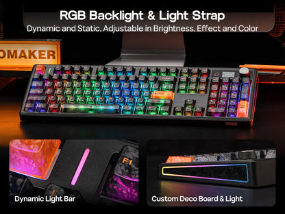 EPOMAKER TH108 V2 PRO 100% ANSI US Layout Wired/Bluetooth/2.4Ghz Wireless Mac Modifier Mechanical Keyboard with Screen & Knob