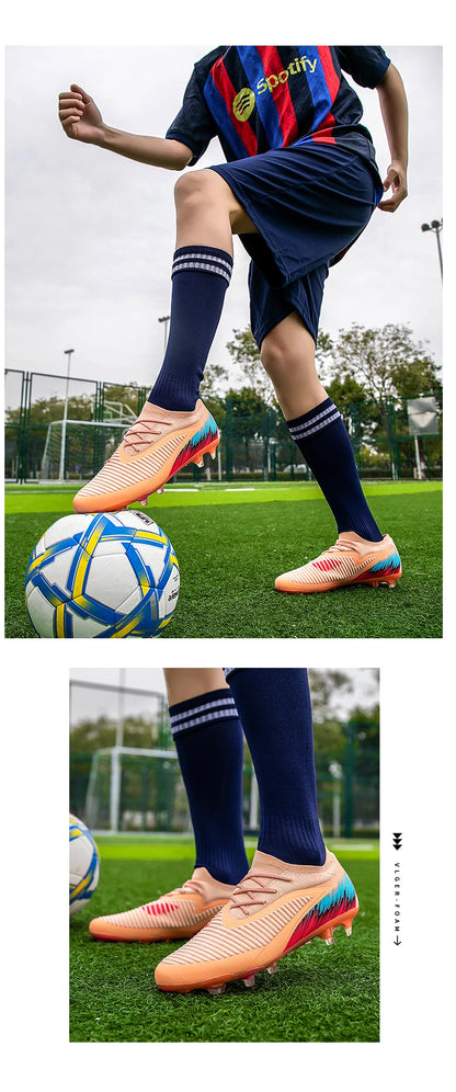New Men Football Boots Shoes Soccer Match Training Soccer Shoes Non-Slip Cleats Long Spikes FG Ultralight Outdoor Drop Shipping