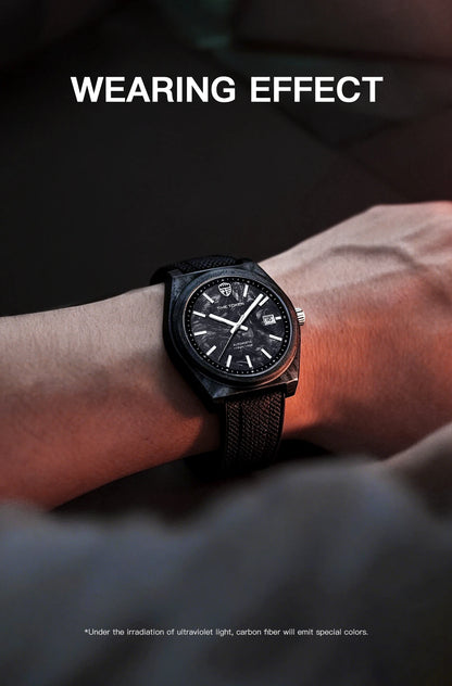 Leuchtende Automatikuhr aus Carbonfaser, 40 mm, Luxus-Taucheruhr, 100 m wasserdicht, Automatikuhr für Herren, Japan Miyota 8215 Uhrwerk