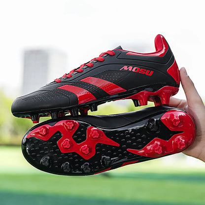 Nové pánské a dámské fotbalové boty pro halové i venkovní sporty, s dlouhými a lomenými kolíky na fotbalový trénink na podložce