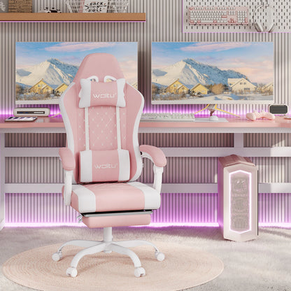 Cadeira de computador giratória WOLTU com função de massagem, cadeira de escritório ergonómica com almofada e apoio para os pés, cadeira gaming ajustável em altura