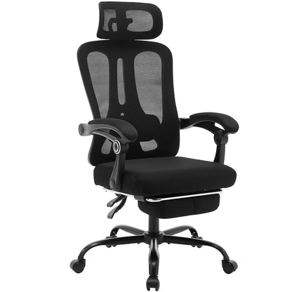 Ergonomic Office Chair with Adjustable Lumbar Support & Footrest, High-Back Mesh Gaming Chair, Reclining Home Office Desk Chair with Tilt Mechanism