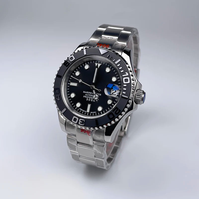 YM Style 40mm Men’s Automatic Watch Sapphire Crystal, Luminous Dial & Rotating Bezel with Jubilee Bracelet