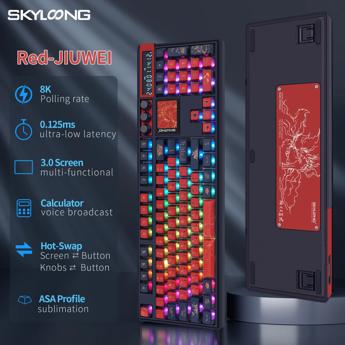 Teclado mecánico inalámbrico SKYLOONG GK104 Pro 100% personalizado, teclado con interruptores intercambiables en caliente de bajo ruido para PC gamer y accesorios de oficina