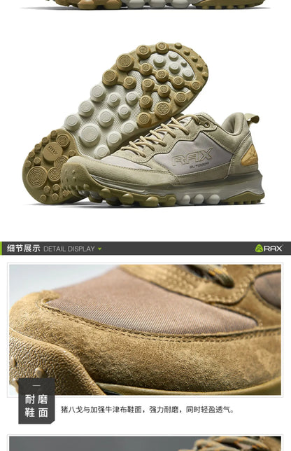 Rax Cowhide Hiking Shoes Men Outdoor Mountain Antiskid Climbing Sneakers wram Lightweight Trekking boots Sports casual shoes