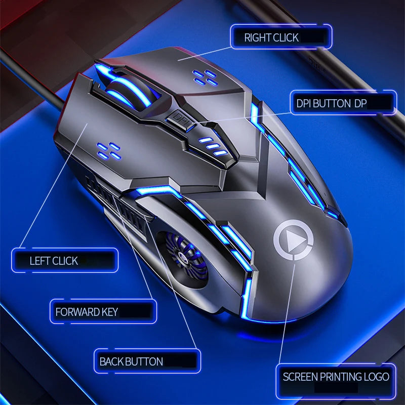 G5 Wired Gaming Mouse RGB Backlight 3200 DPI Silent USB Mouse with 6 Buttons, Ergonomic Gaming Mouse for PC Laptop Computer