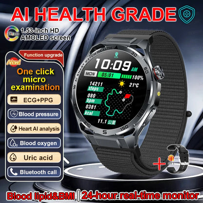 Smart Watch Men High-end Health Blood pressureblood oxygen lipids Uric acid Sapphire Smart watches Ai GPT Custom dial ECG 2026