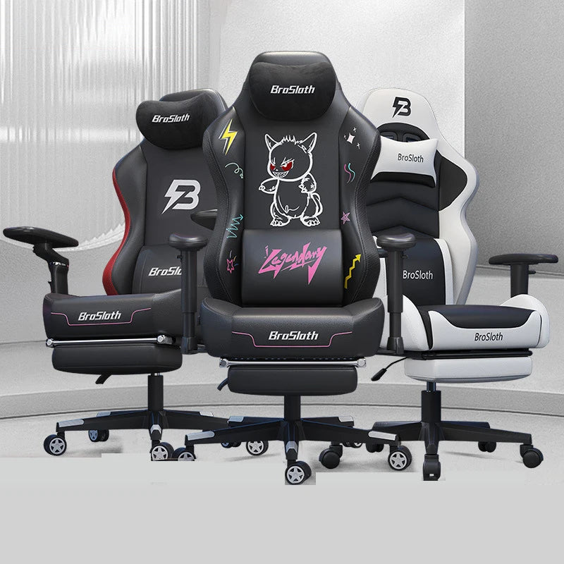 S8 Gaming Chair with 3D Armrests, Ergonomic Adjustable Backrest, Computer Office Chair, Leather Gamer Chair with Nylon Feet