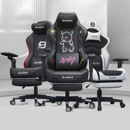 S8 Gaming Chair with 3D Armrests, Ergonomic Adjustable Backrest, Computer Office Chair, Leather Gamer Chair with Nylon Feet