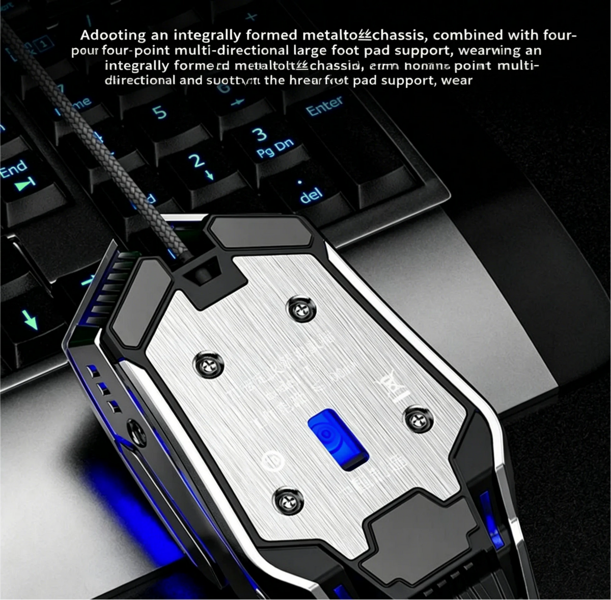 Mouse RGB dual-mode cablato e wireless 2.4G, mouse gaming ricaricabile silenzioso, mouse regolabile 3600 DPI per laptop