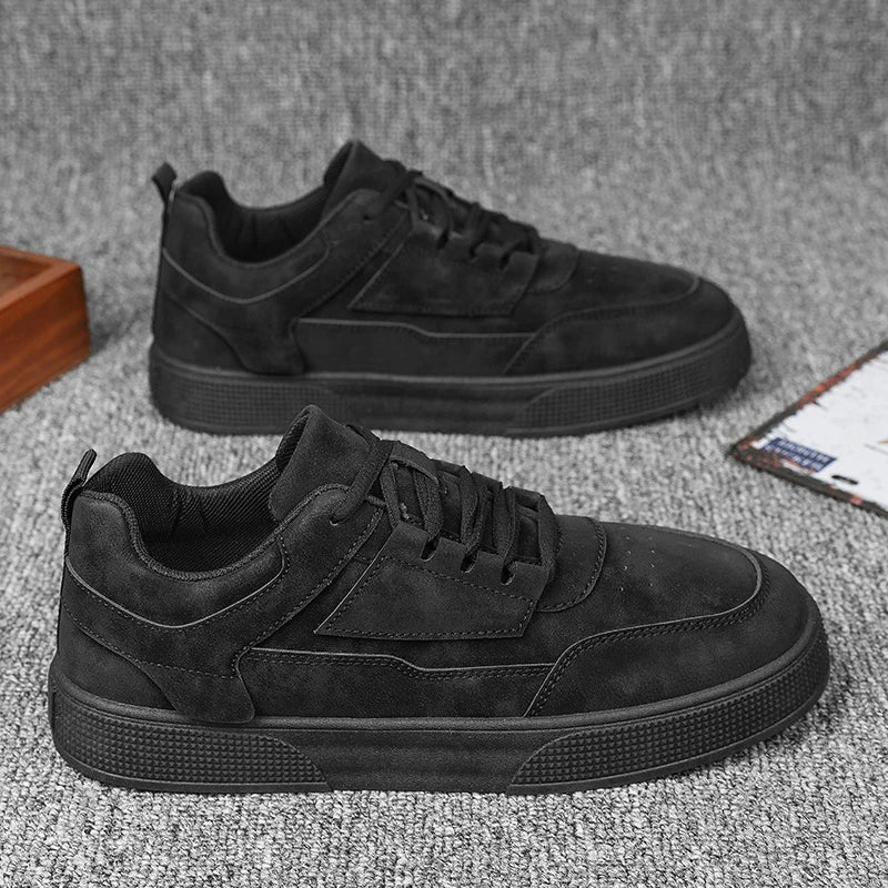 Men's Suede Casual Sneakers - Stylish Low-Top Lace-Up Shoes for Daily Wear & Street Fashion