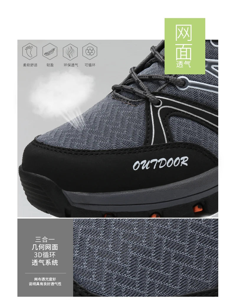 Brand Hiking Shoes Men Mesh Breathable Travel Shoe Outdoor Waterproof Hunting Fishing Shoes Mountain Off-Road Riding Sports Shoe