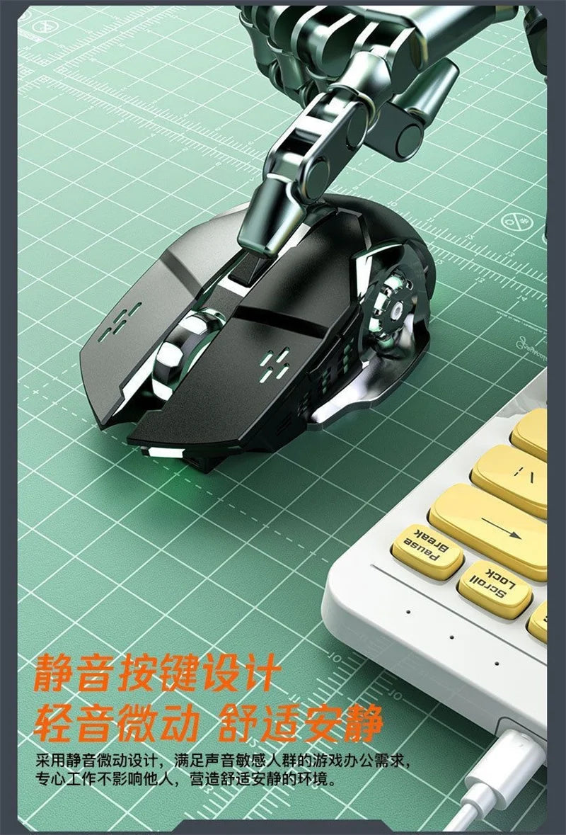 Mouse RGB dual-mode cablato e wireless 2.4G, mouse gaming ricaricabile silenzioso, mouse regolabile 3600 DPI per laptop