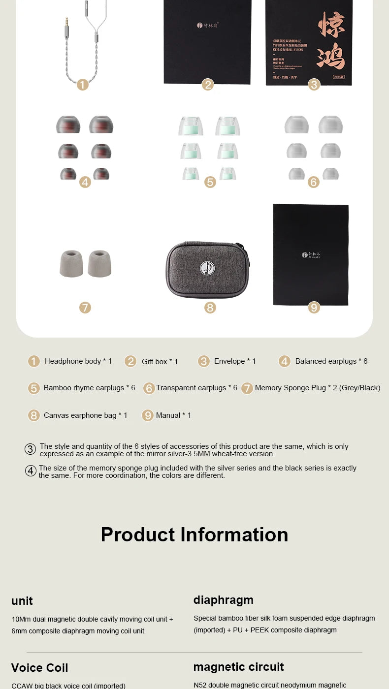Zhulinniao JingHong Z3 HiFi Earphones Dual Dynamic Driver In-Ear Headphones, High-Fidelity Metal Music Monitor Earbuds with Wired & Bluetooth Audio